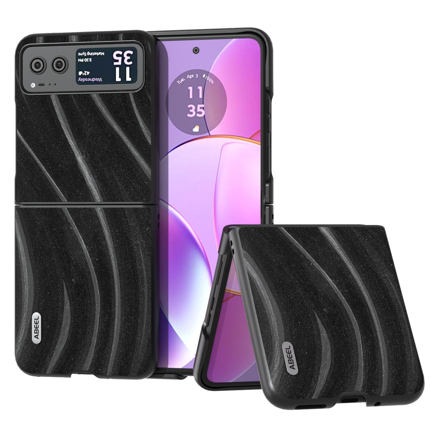 Uniqkart Milky Way Series for Motorola Razr 40 5G Protective Phone Case PU Leather Coated PC Cover - Black