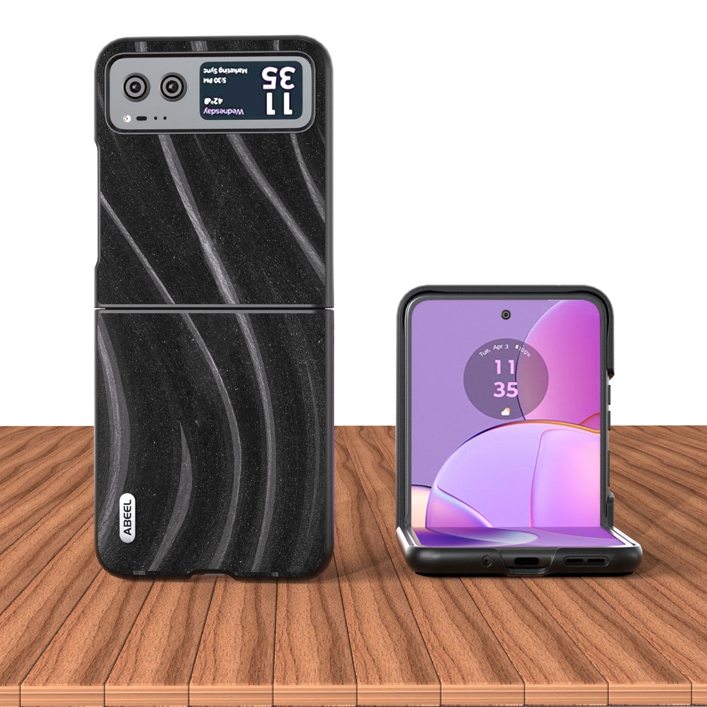 Uniqkart Milky Way Series for Motorola Razr 40 5G Protective Phone Case PU Leather Coated PC Cover - Black