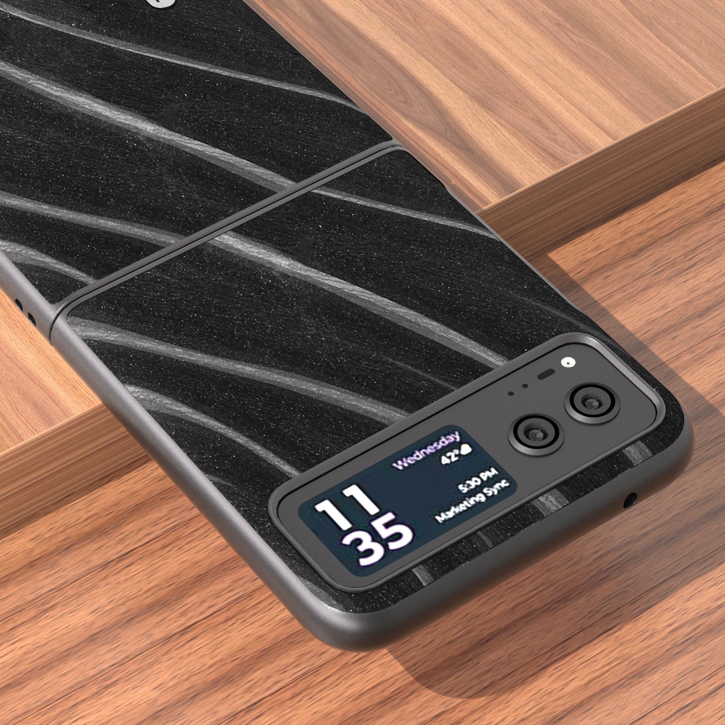 Uniqkart Milky Way Series for Motorola Razr 40 5G Protective Phone Case PU Leather Coated PC Cover - Black