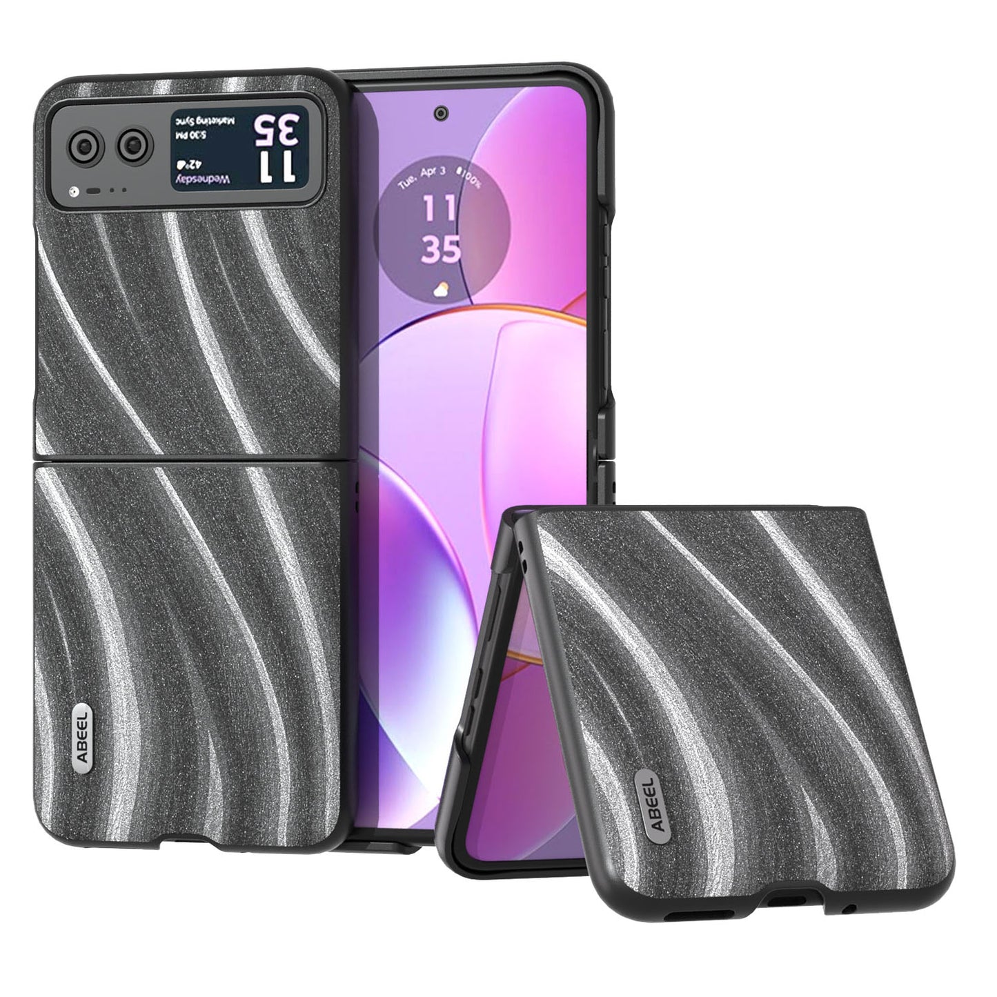 Uniqkart Milky Way Series for Motorola Razr 40 5G Protective Phone Case PU Leather Coated PC Cover - Grey