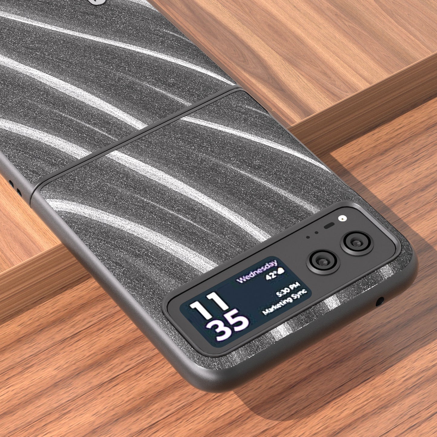 Uniqkart Milky Way Series for Motorola Razr 40 5G Protective Phone Case PU Leather Coated PC Cover - Grey