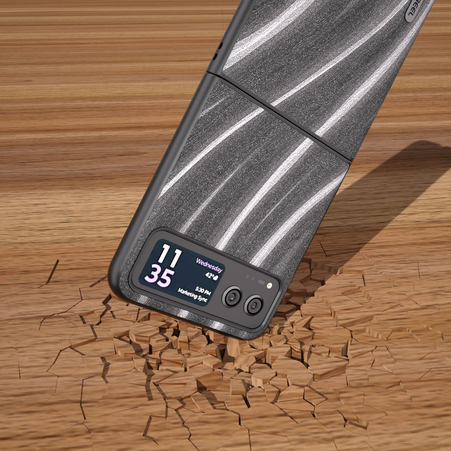 Uniqkart Milky Way Series for Motorola Razr 40 5G Protective Phone Case PU Leather Coated PC Cover - Grey