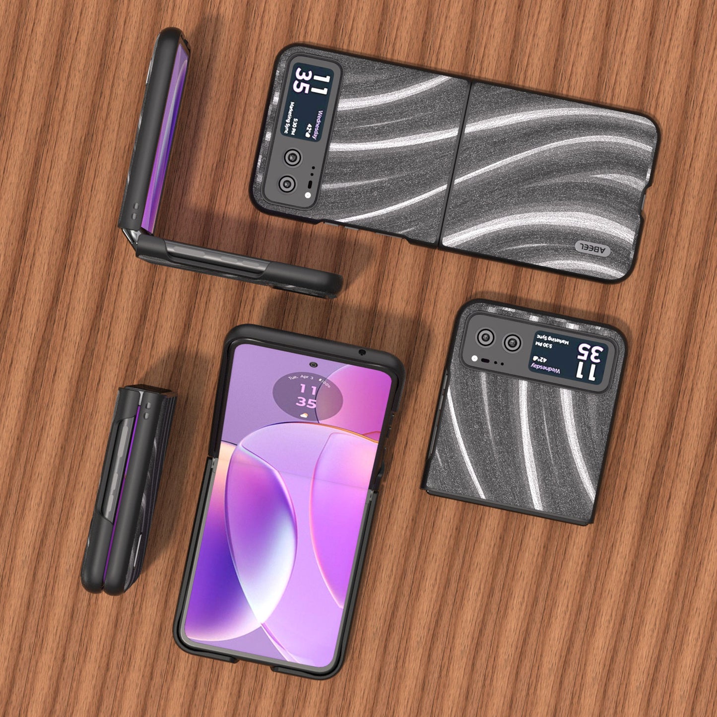 Uniqkart Milky Way Series for Motorola Razr 40 5G Protective Phone Case PU Leather Coated PC Cover - Grey