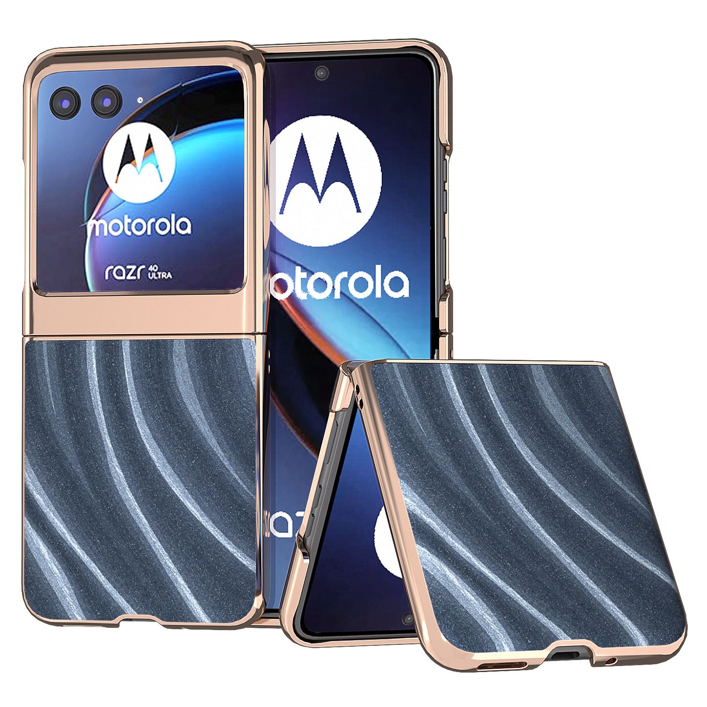 Milky Way Series for Motorola Razr 40 Ultra 5G Phone Case PU Leather + PC Nano Electroplating Cover - Blue