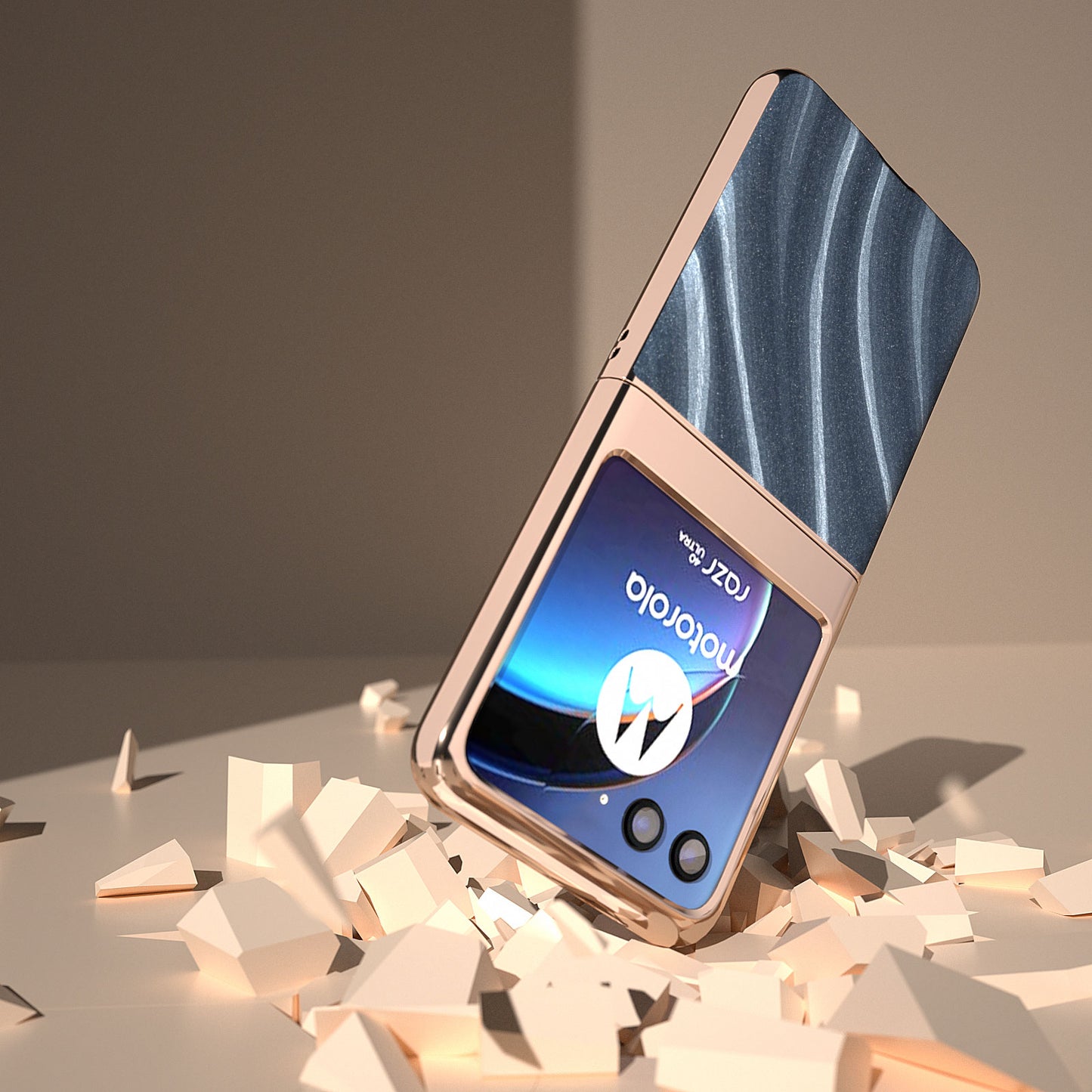 Milky Way Series for Motorola Razr 40 Ultra 5G Phone Case PU Leather + PC Nano Electroplating Cover - Blue