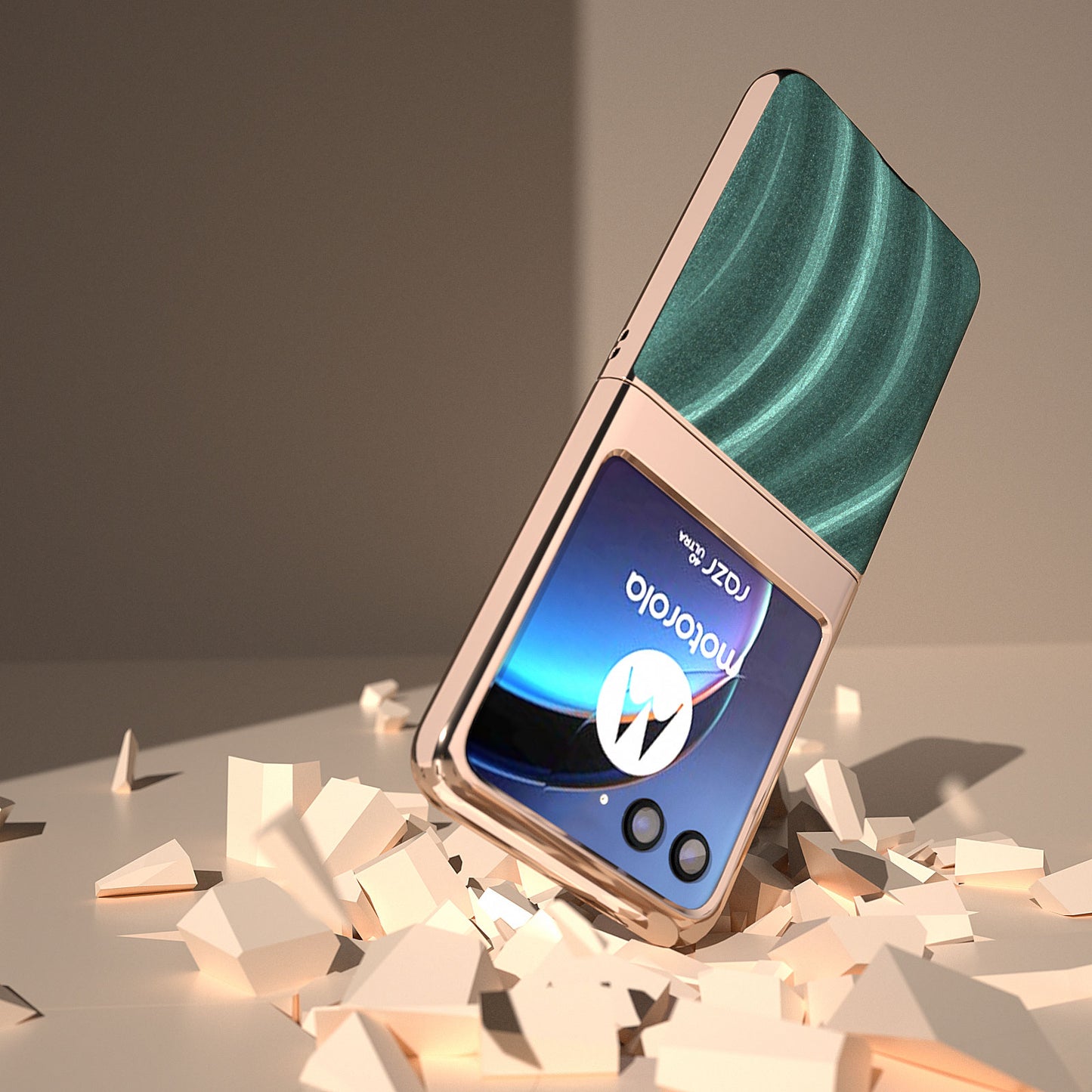 Milky Way Series for Motorola Razr 40 Ultra 5G Phone Case PU Leather + PC Nano Electroplating Cover - Green