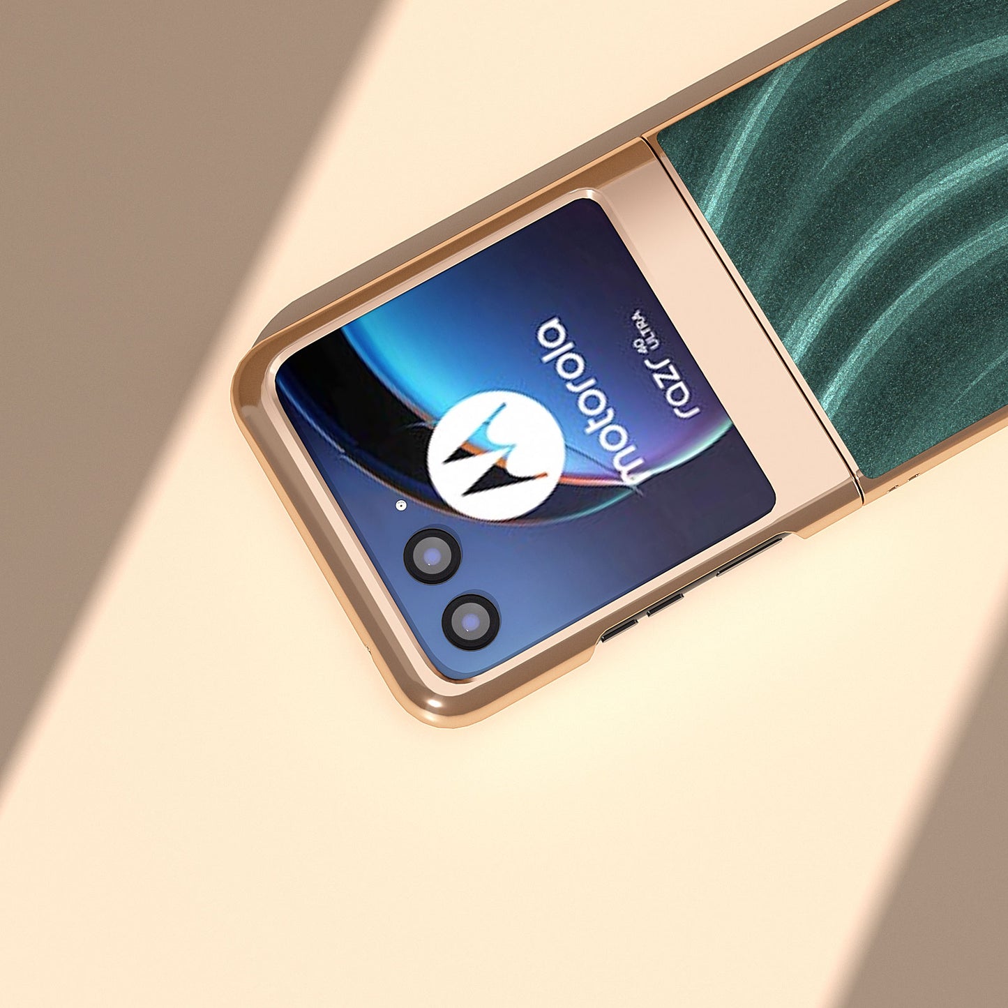 Milky Way Series for Motorola Razr 40 Ultra 5G Phone Case PU Leather + PC Nano Electroplating Cover - Green