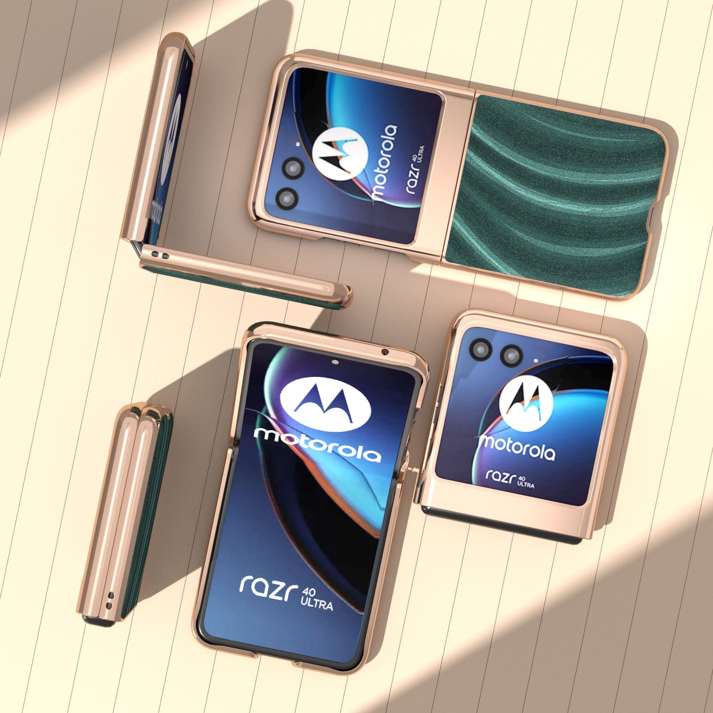 Milky Way Series for Motorola Razr 40 Ultra 5G Phone Case PU Leather + PC Nano Electroplating Cover - Green