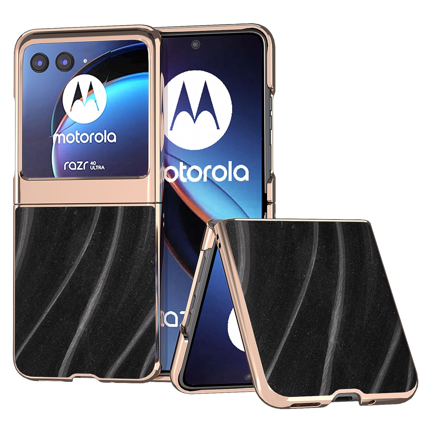Milky Way Series for Motorola Razr 40 Ultra 5G Phone Case PU Leather + PC Nano Electroplating Cover - Black