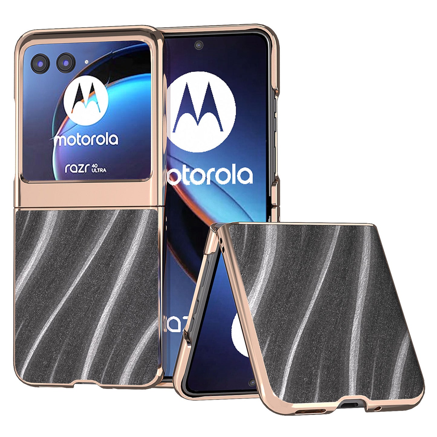 Milky Way Series for Motorola Razr 40 Ultra 5G Phone Case PU Leather + PC Nano Electroplating Cover - Grey