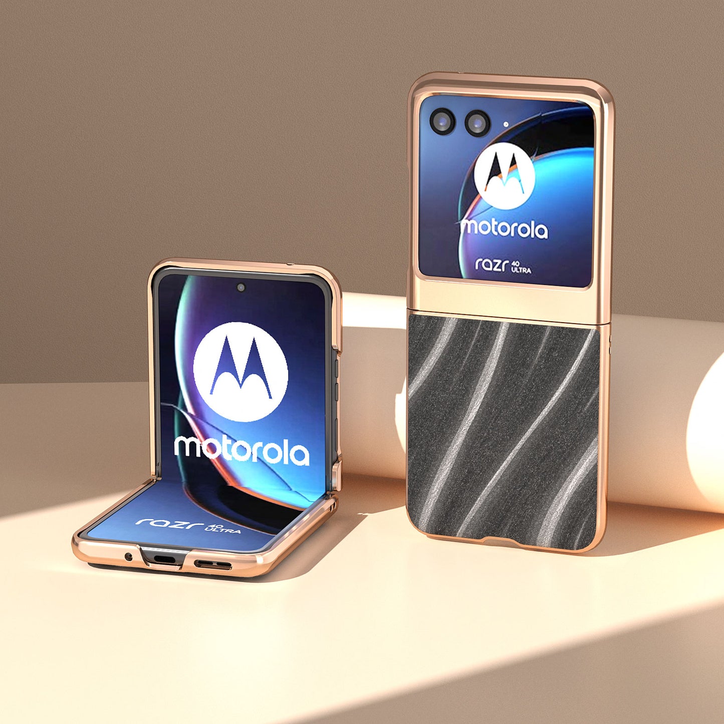 Milky Way Series for Motorola Razr 40 Ultra 5G Phone Case PU Leather + PC Nano Electroplating Cover - Grey