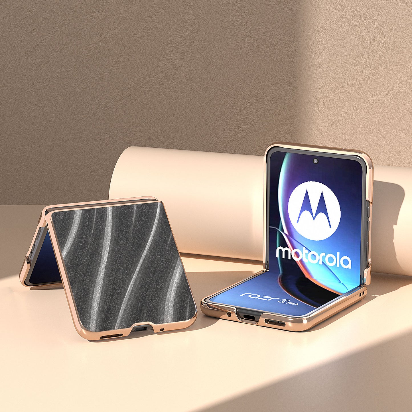 Milky Way Series for Motorola Razr 40 Ultra 5G Phone Case PU Leather + PC Nano Electroplating Cover - Grey