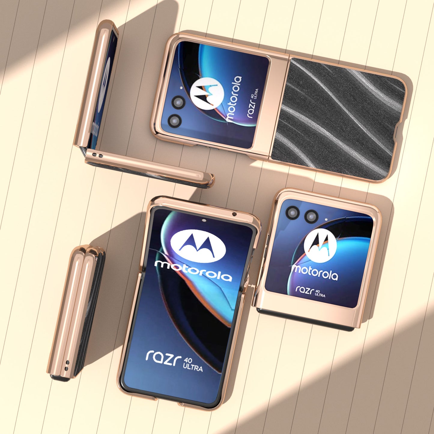 Milky Way Series for Motorola Razr 40 Ultra 5G Phone Case PU Leather + PC Nano Electroplating Cover - Grey