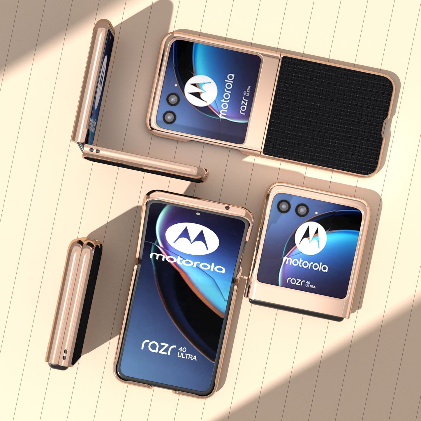 for Motorola Razr 40 Ultra 5G Electroplating Genuine Cow Leather + PC Case Luxury Texture Phone Cover - Black