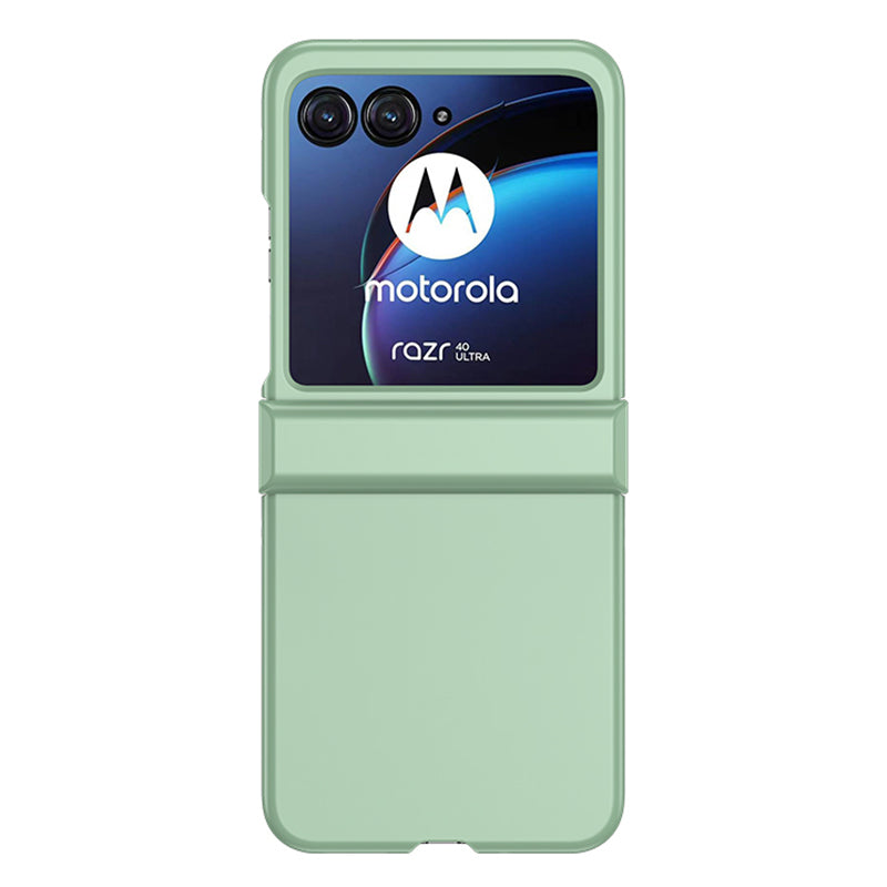 Uniqkart for Motorola Razr 40 Ultra 5G Phone Case Hinge Design PC Cover with Tempered Glass Rear Screen Protector - Light Green
