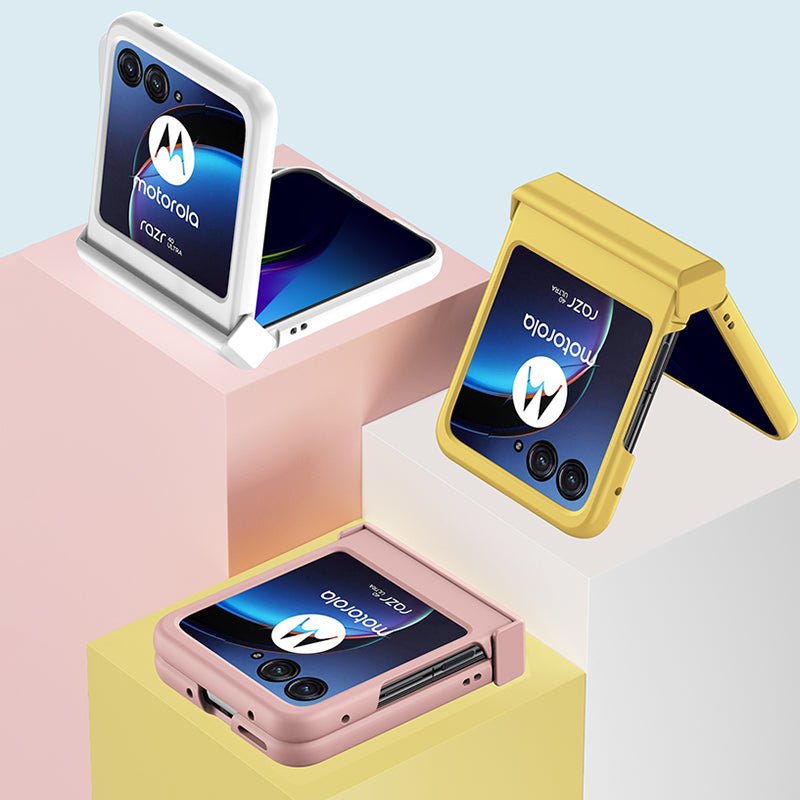 Uniqkart for Motorola Razr 40 Ultra 5G Phone Case Hinge Design PC Cover with Tempered Glass Rear Screen Protector - Light Green