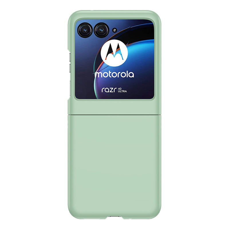 for Motorola Razr 40 Ultra 5G Phone Case Skin-touch PC Cover with Tempered Glass Rear Screen Protector - Light Green