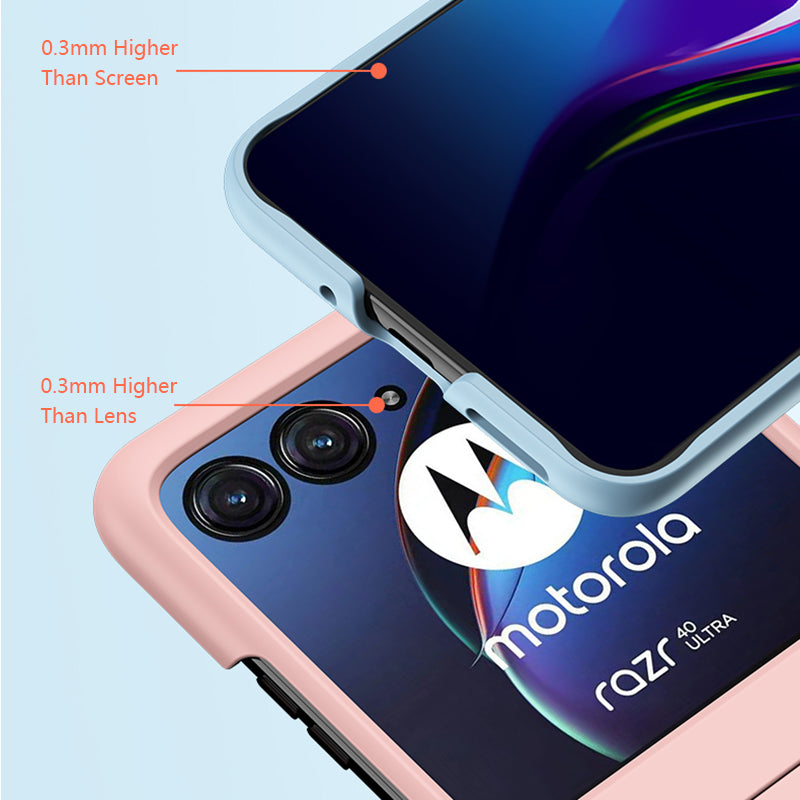 for Motorola Razr 40 Ultra 5G Phone Case Skin-touch PC Cover with Tempered Glass Rear Screen Protector - Baby Blue