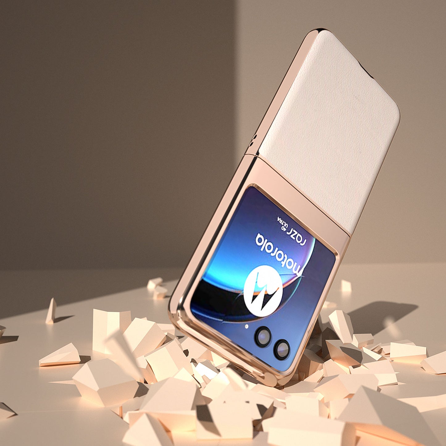 Uniqkart for Motorola Razr 40 Ultra 5G Nano Electroplating Phone Case Genuine Cow Leather+PC Phone Cover - Grey