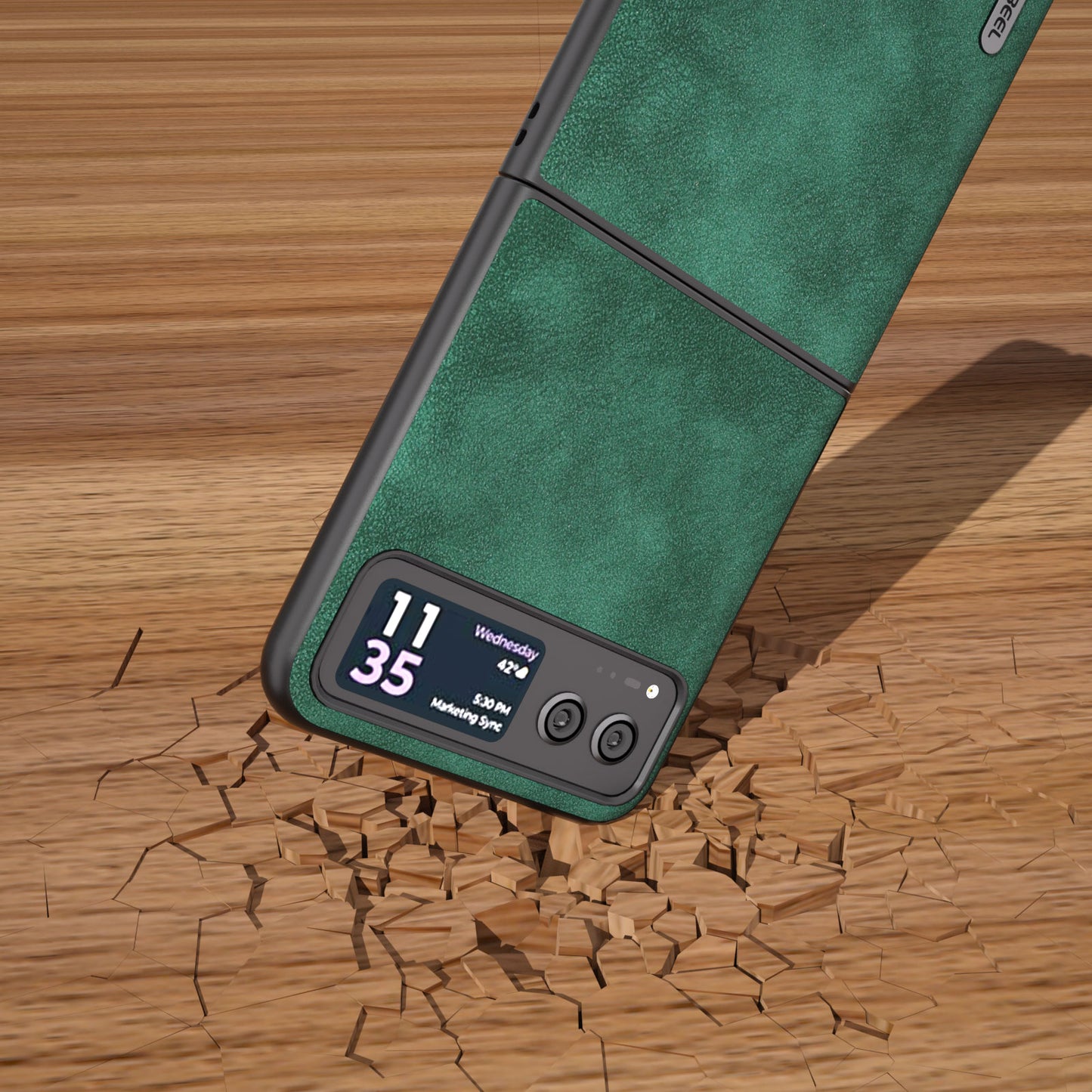 Uniqkart For Motorola Razr 40 5G Textured PU Leather + Hard PC Shell Ultra Thin Phone Case Cover - Green