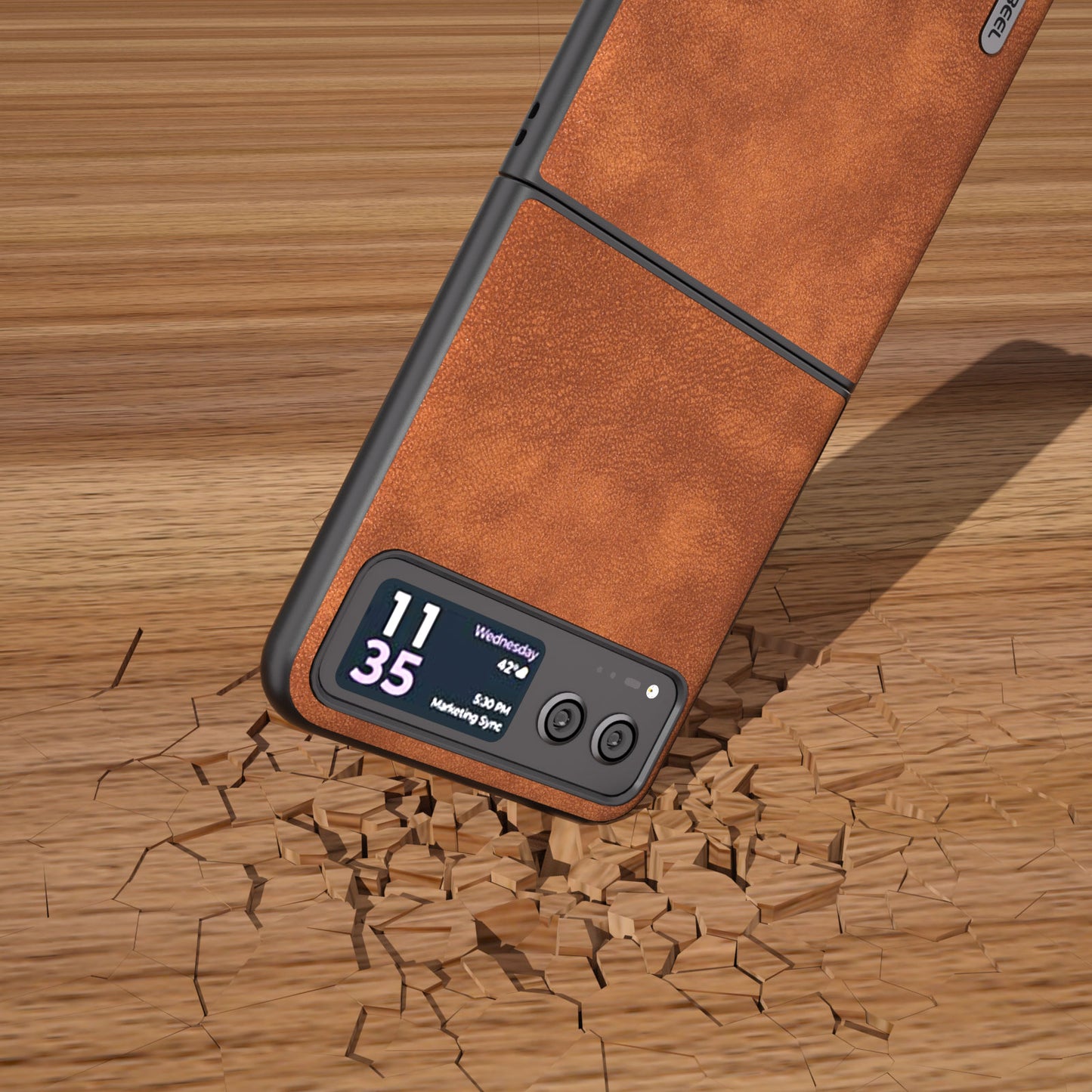 Uniqkart For Motorola Razr 40 5G Textured PU Leather + Hard PC Shell Ultra Thin Phone Case Cover - Brown