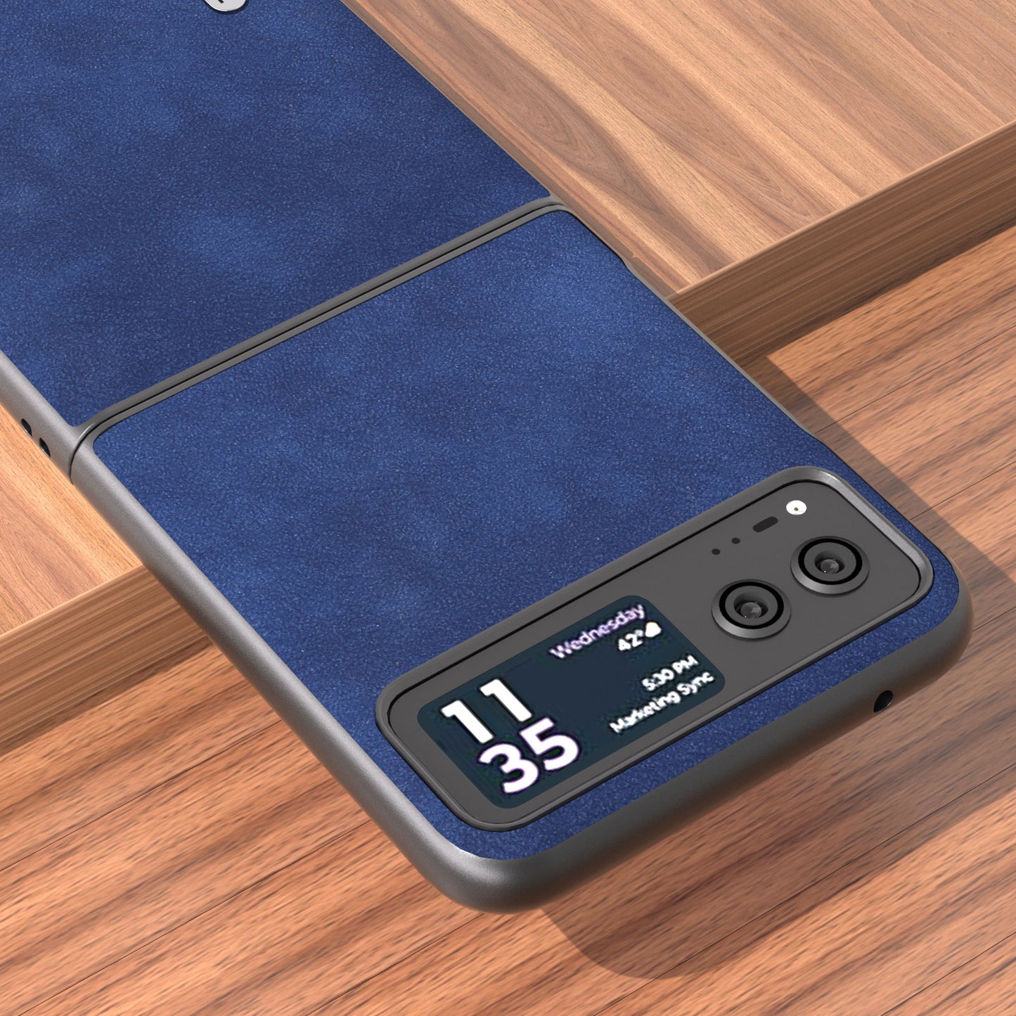 Uniqkart For Motorola Razr 40 5G Textured PU Leather + Hard PC Shell Ultra Thin Phone Case Cover - Blue