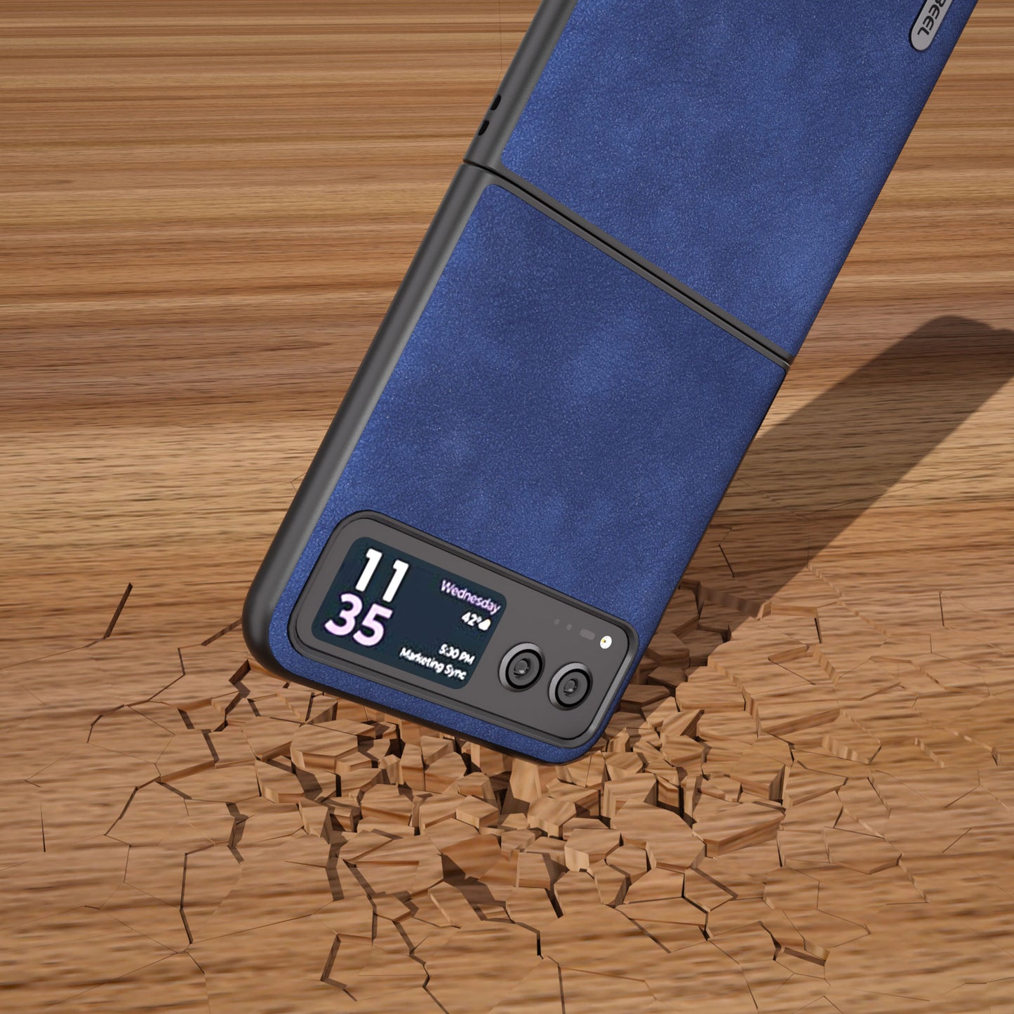 Uniqkart For Motorola Razr 40 5G Textured PU Leather + Hard PC Shell Ultra Thin Phone Case Cover - Blue