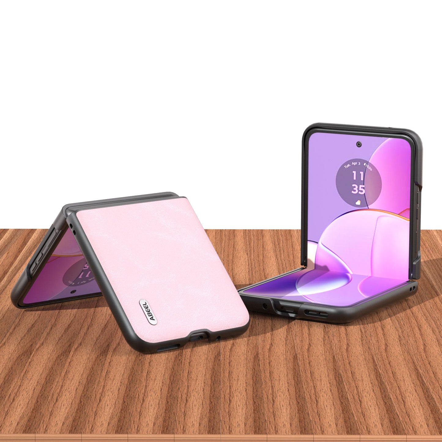 Uniqkart Folding Phone Case for Motorola Razr 40 5G PU Leather Coated PC Cowhide Texture Cover - Pink