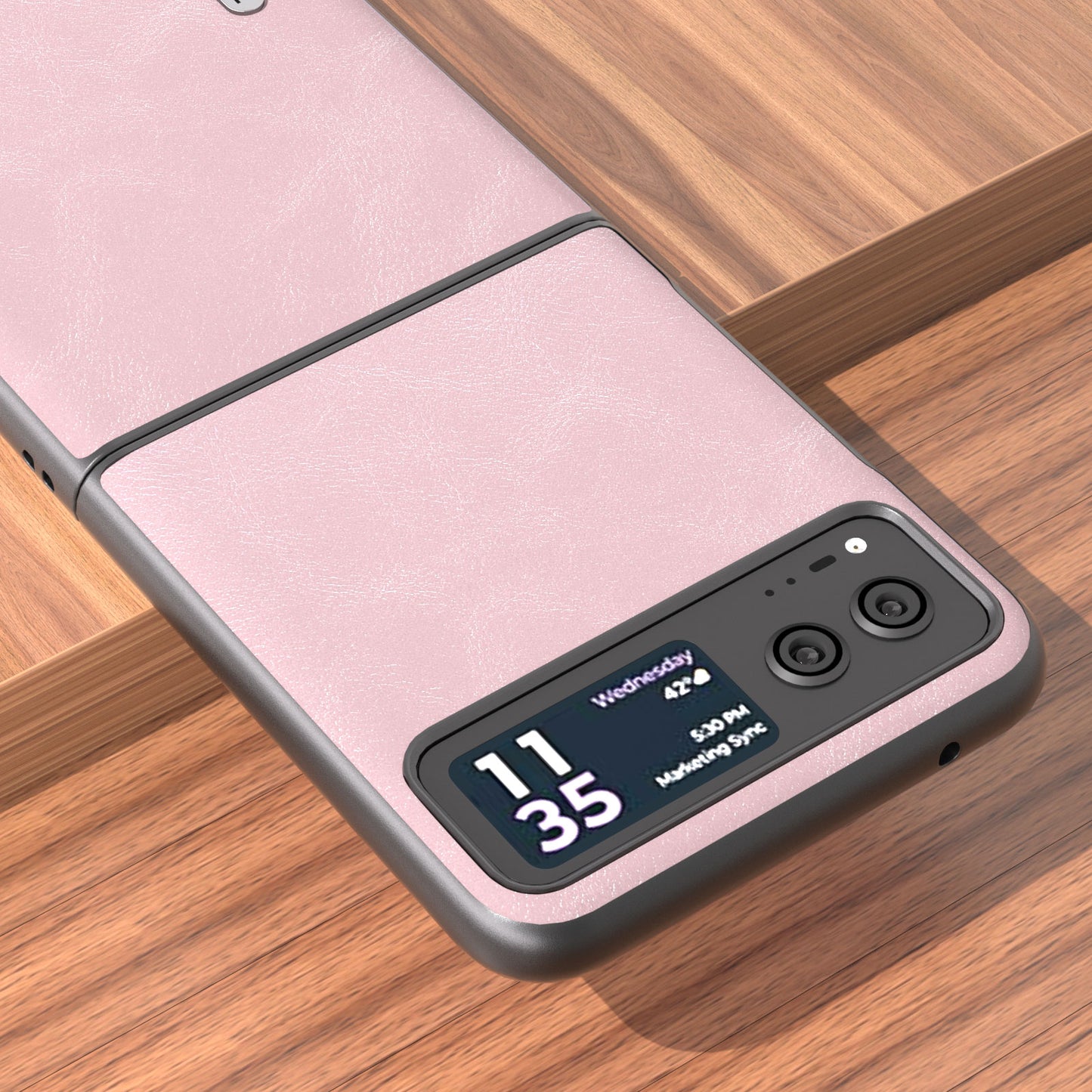 Uniqkart Folding Phone Case for Motorola Razr 40 5G PU Leather Coated PC Cowhide Texture Cover - Pink