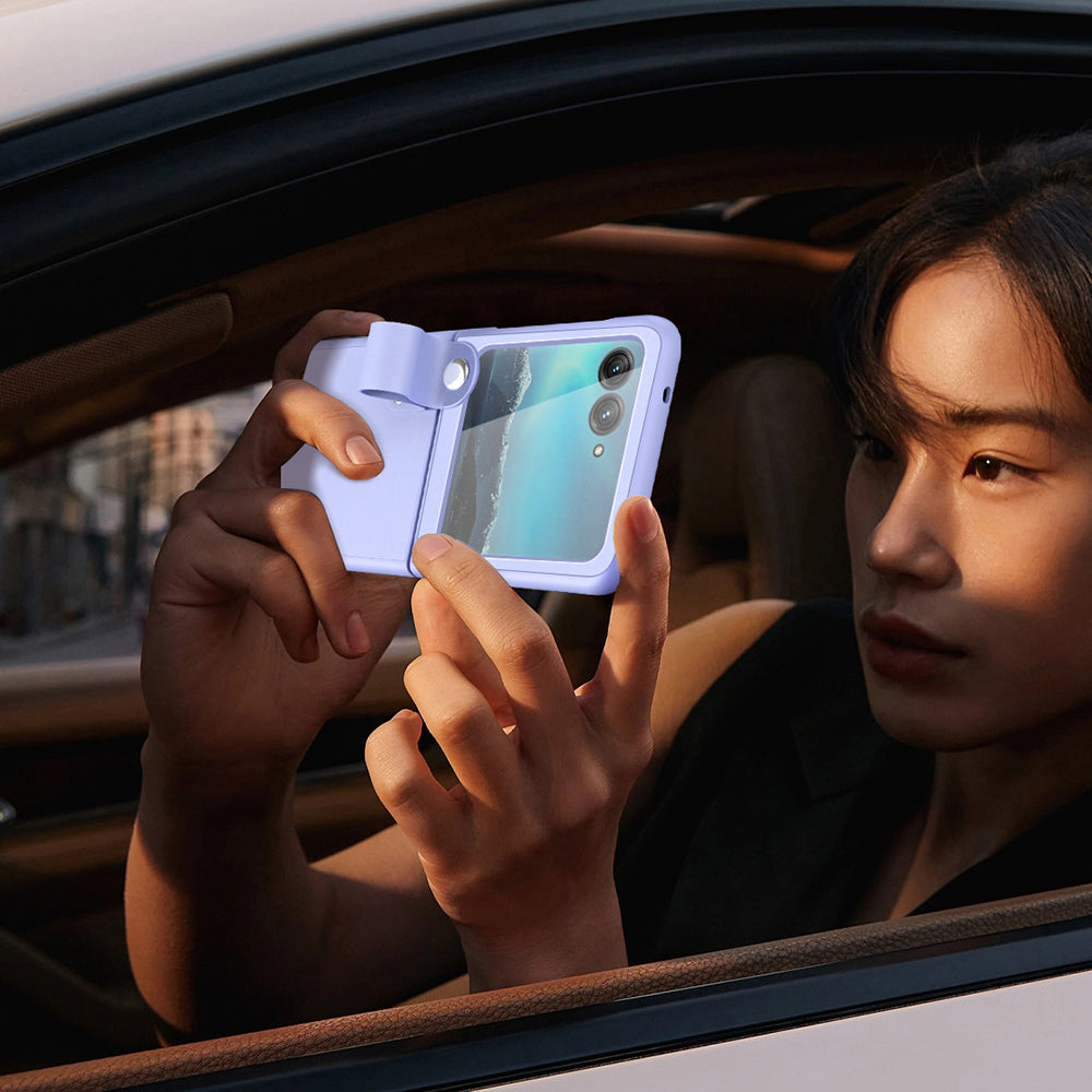 Uniqkart for Motorola Razr 40 Ultra 5G PU Leather + PC Phone Case Finger Strap Kickstand Cover - Black