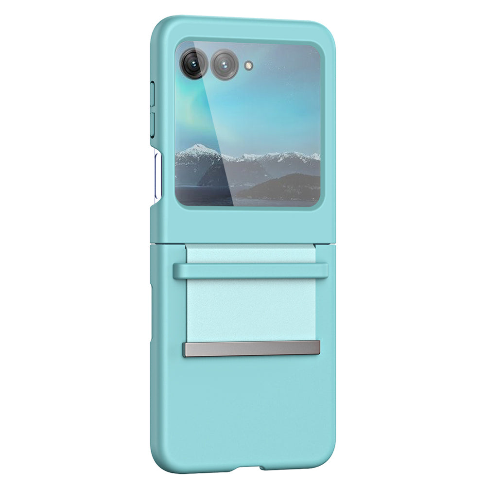 Uniqkart for Motorola Razr 40 Ultra 5G PU Leather + Hard PC Phone Case Retractable Strap Hinge Protection Cover - Green