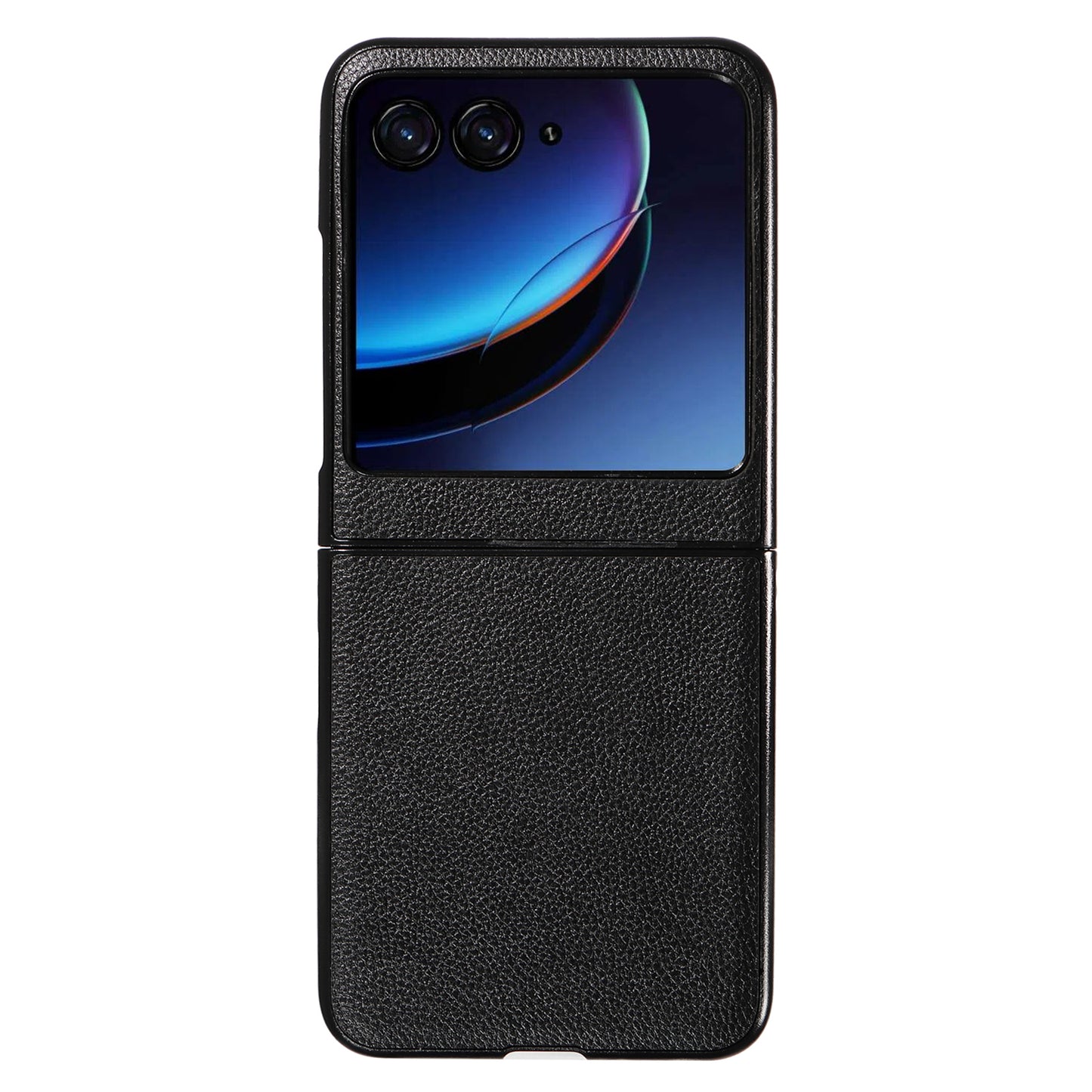 Uniqkart for Motorola Razr 40 Ultra 5G Litchi Texture Phone Case Shockproof Slim PU+PC Cover - Black