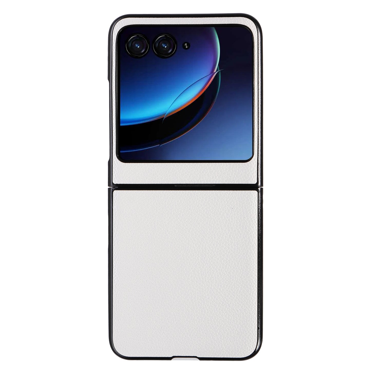 Uniqkart for Motorola Razr 40 Ultra 5G Litchi Texture Phone Case Shockproof Slim PU+PC Cover - White