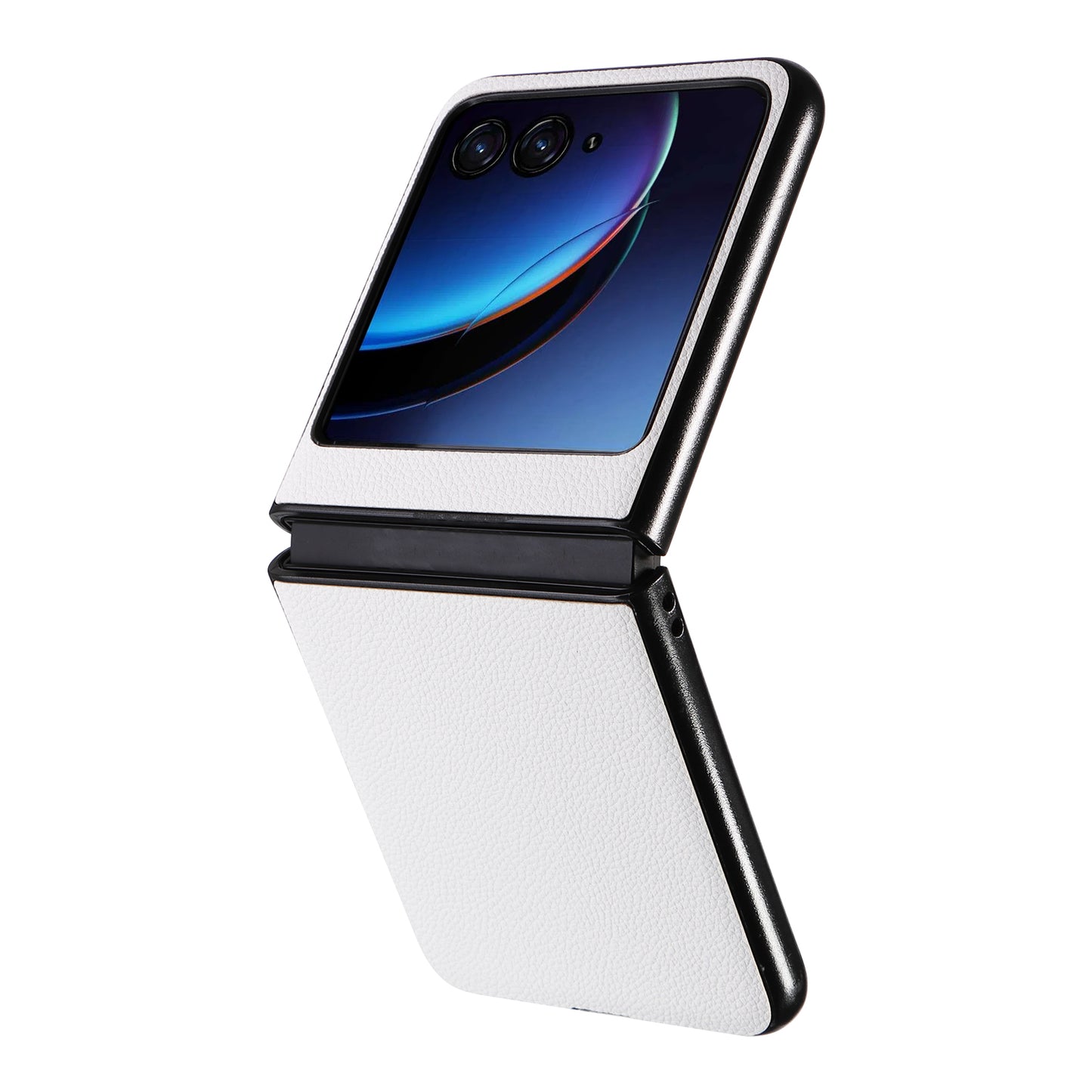 Uniqkart for Motorola Razr 40 Ultra 5G Litchi Texture Phone Case Shockproof Slim PU+PC Cover - White