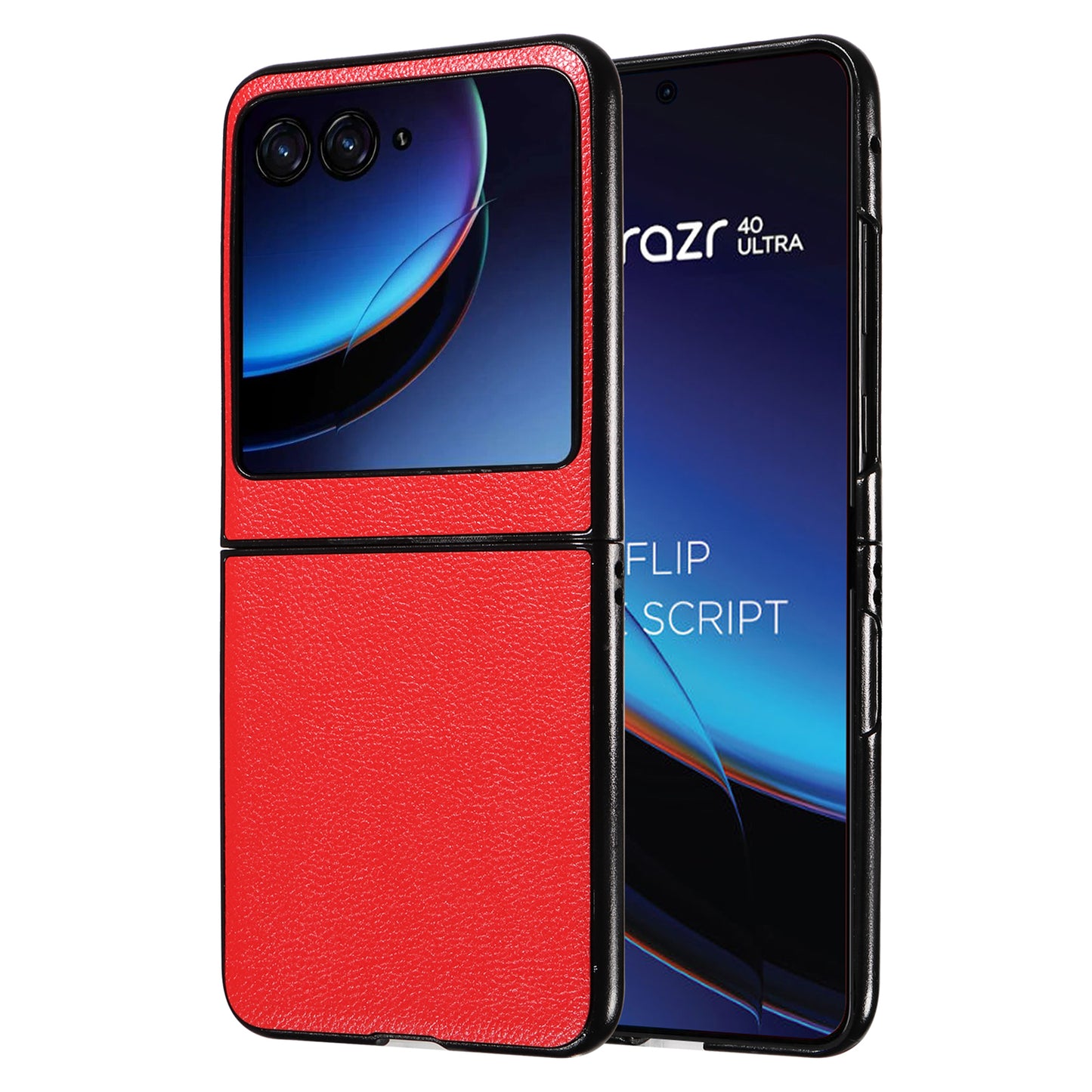 Uniqkart for Motorola Razr 40 Ultra 5G Litchi Texture Phone Case Shockproof Slim PU+PC Cover - Red