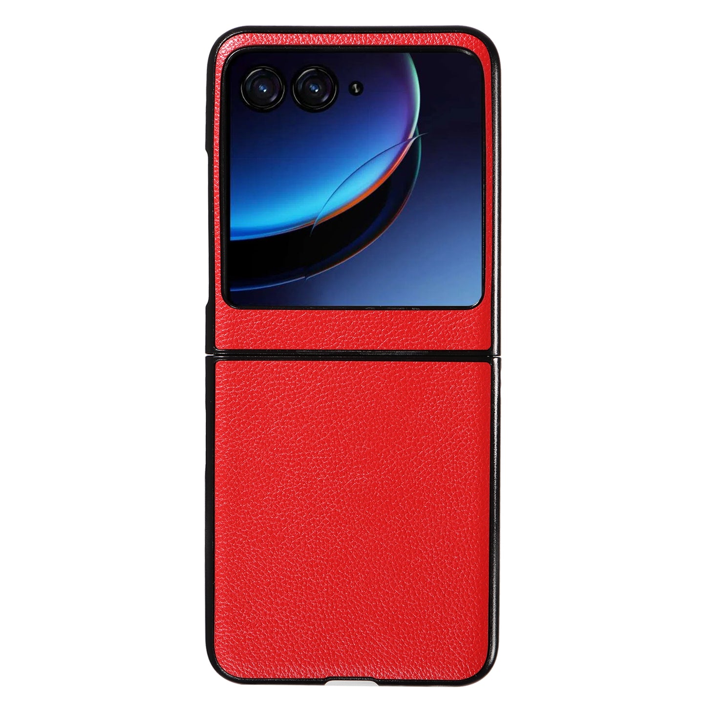 Uniqkart for Motorola Razr 40 Ultra 5G Litchi Texture Phone Case Shockproof Slim PU+PC Cover - Red