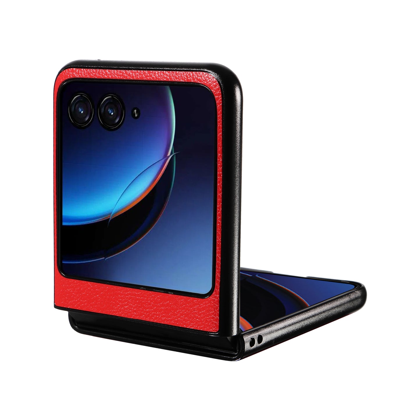 Uniqkart for Motorola Razr 40 Ultra 5G Litchi Texture Phone Case Shockproof Slim PU+PC Cover - Red