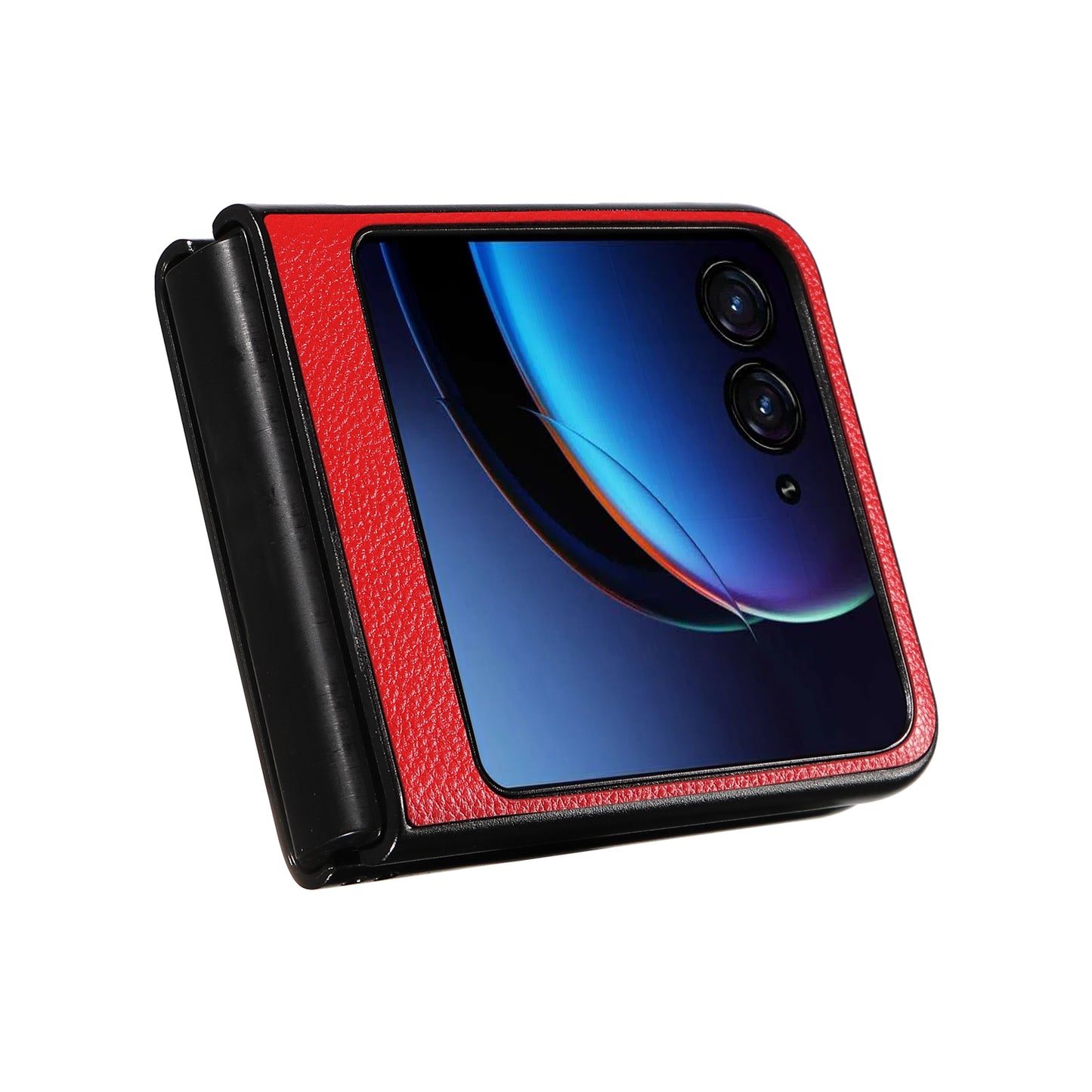 Uniqkart for Motorola Razr 40 Ultra 5G Litchi Texture Phone Case Shockproof Slim PU+PC Cover - Red