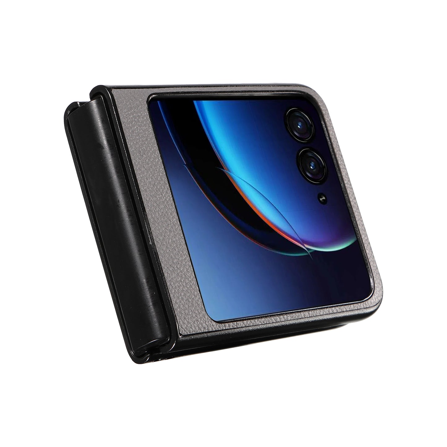 Uniqkart for Motorola Razr 40 Ultra 5G Litchi Texture Phone Case Shockproof Slim PU+PC Cover - Grey