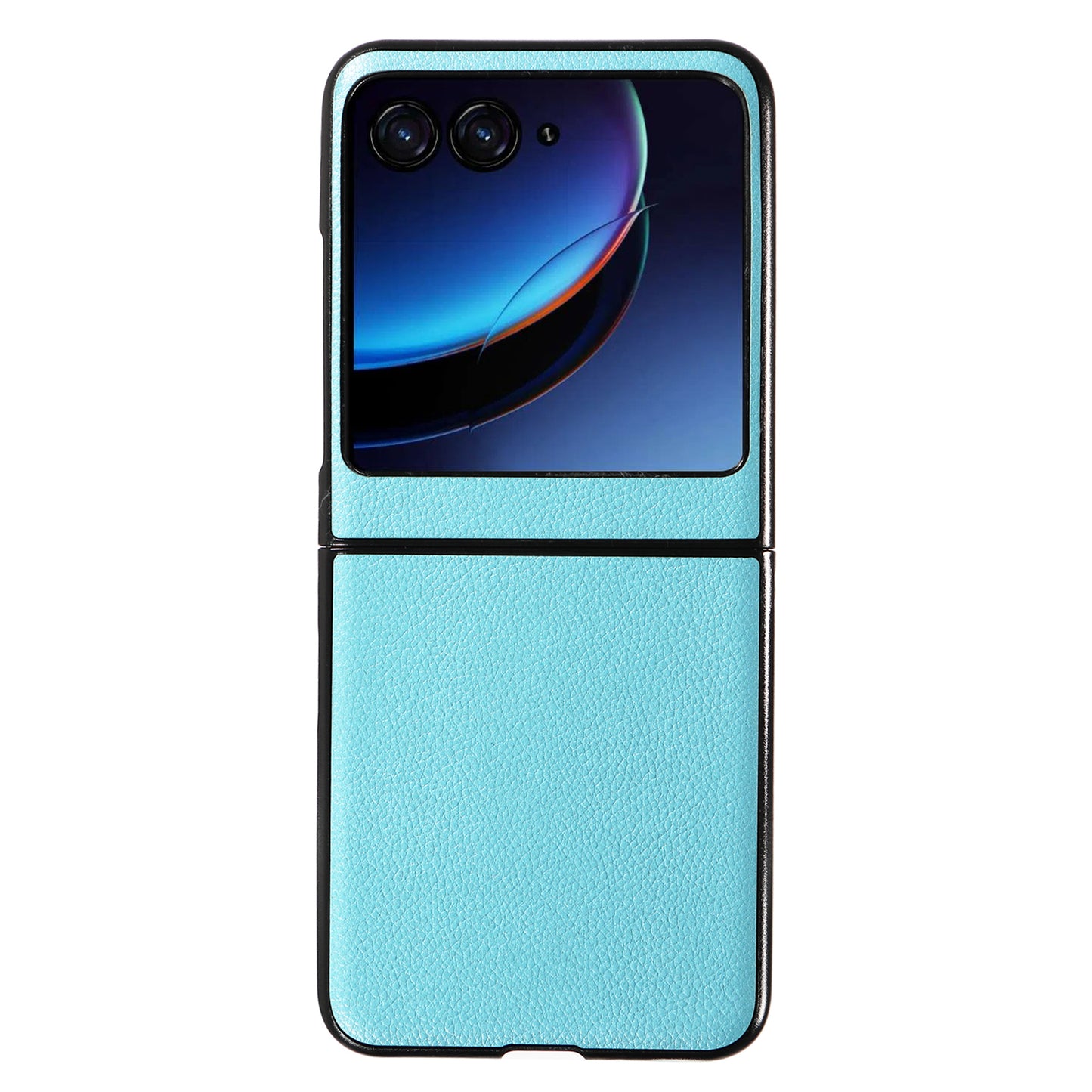 Uniqkart for Motorola Razr 40 Ultra 5G Litchi Texture Phone Case Shockproof Slim PU+PC Cover - Baby Blue