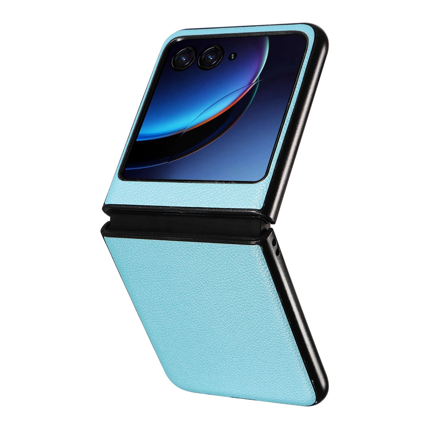 Uniqkart for Motorola Razr 40 Ultra 5G Litchi Texture Phone Case Shockproof Slim PU+PC Cover - Baby Blue