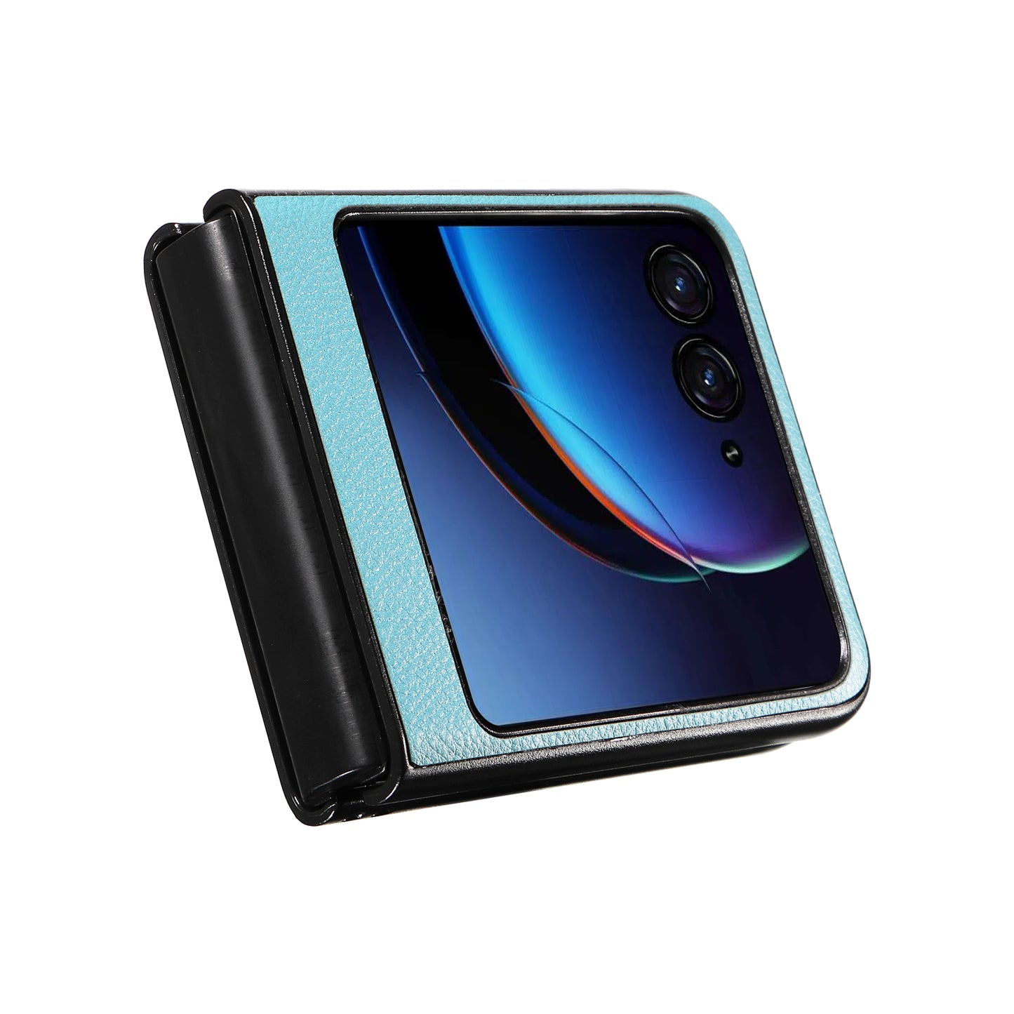 Uniqkart for Motorola Razr 40 Ultra 5G Litchi Texture Phone Case Shockproof Slim PU+PC Cover - Baby Blue