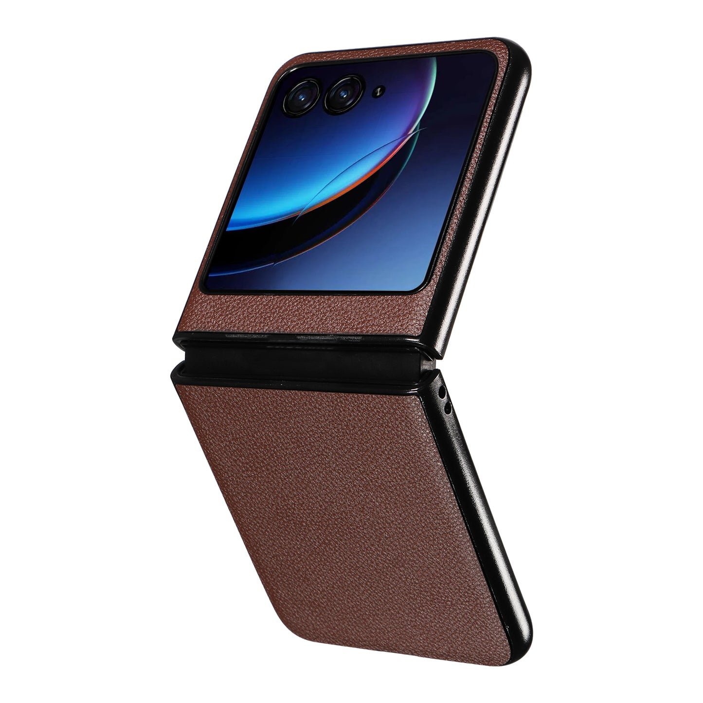 Uniqkart for Motorola Razr 40 Ultra 5G Litchi Texture Phone Case Shockproof Slim PU+PC Cover - Brown