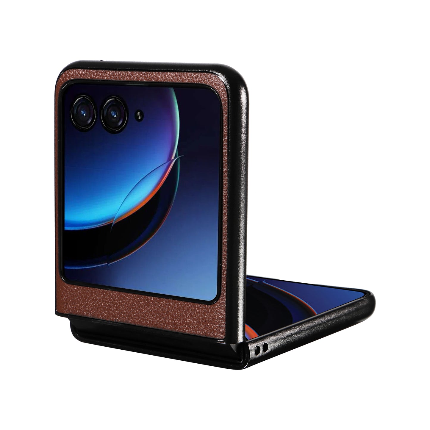 Uniqkart for Motorola Razr 40 Ultra 5G Litchi Texture Phone Case Shockproof Slim PU+PC Cover - Brown