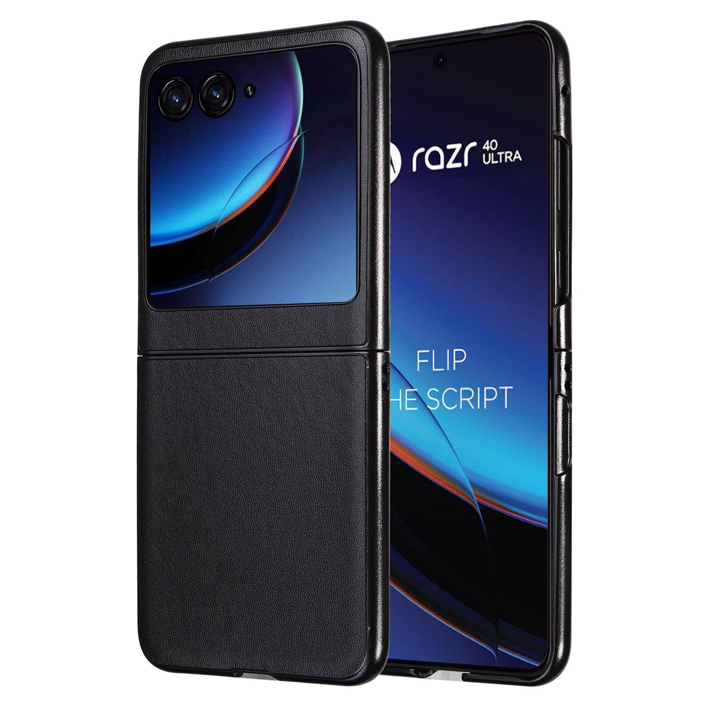 Uniqkart for Motorola Razr 40 Ultra 5G Drop-Proof Phone Cover Shockproof Slim PU+PC Phone Case - Black