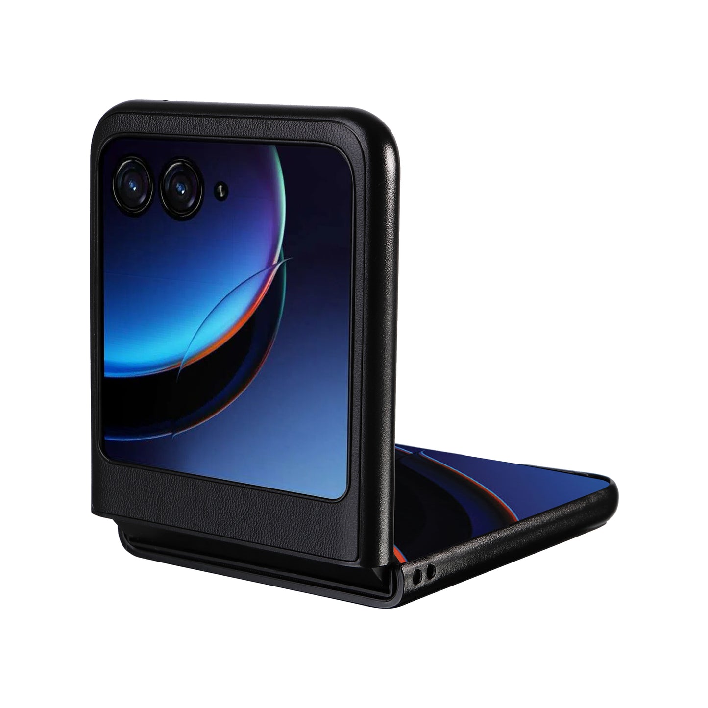 Uniqkart for Motorola Razr 40 Ultra 5G Drop-Proof Phone Cover Shockproof Slim PU+PC Phone Case - Black