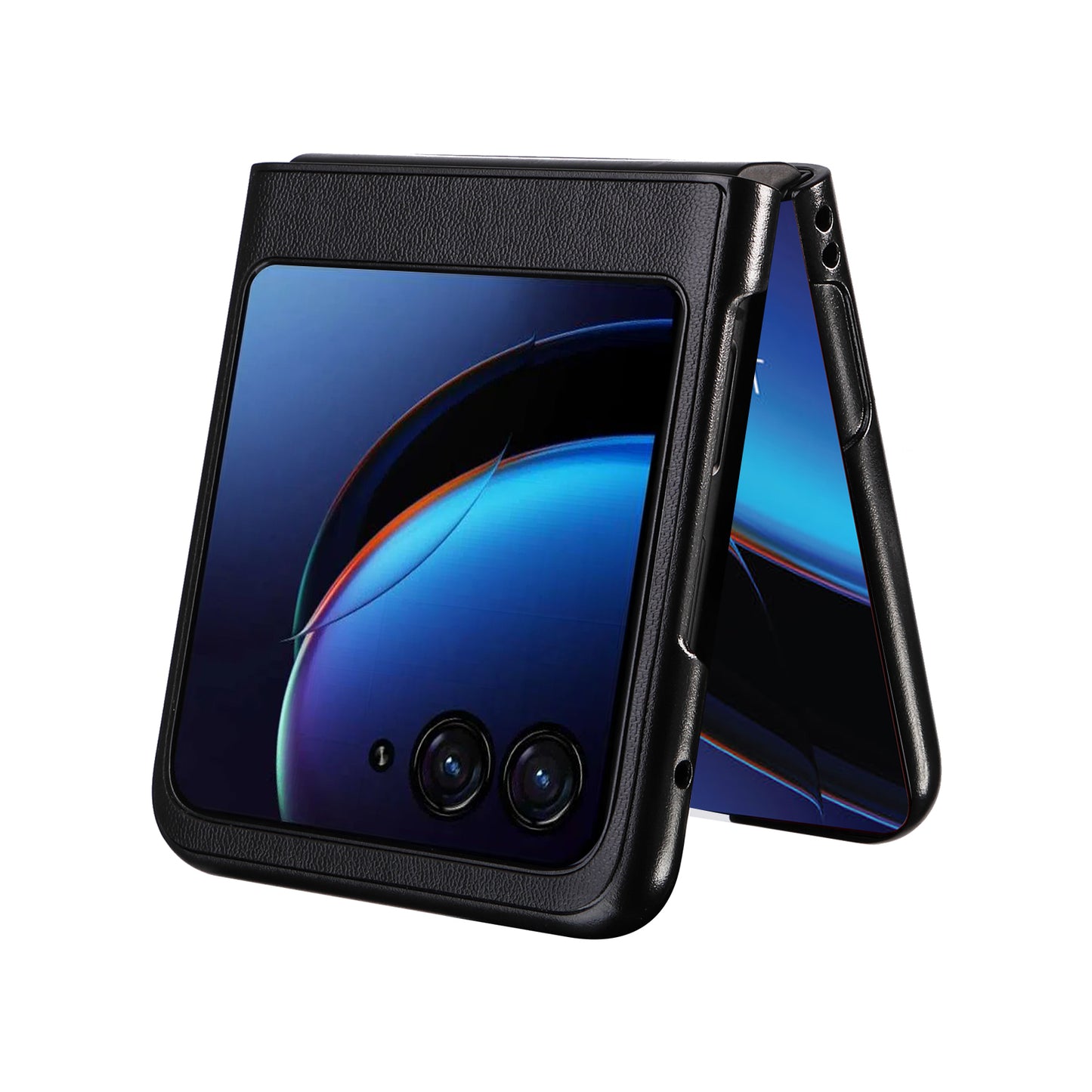 Uniqkart for Motorola Razr 40 Ultra 5G Drop-Proof Phone Cover Shockproof Slim PU+PC Phone Case - Black