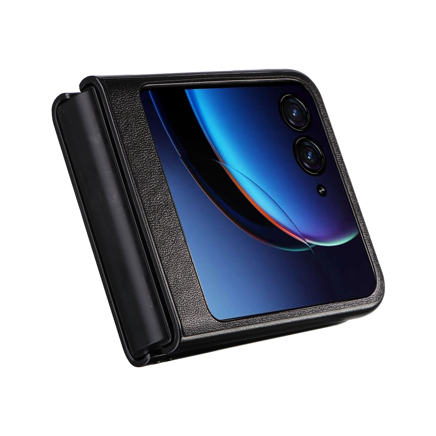 Uniqkart for Motorola Razr 40 Ultra 5G Drop-Proof Phone Cover Shockproof Slim PU+PC Phone Case - Black