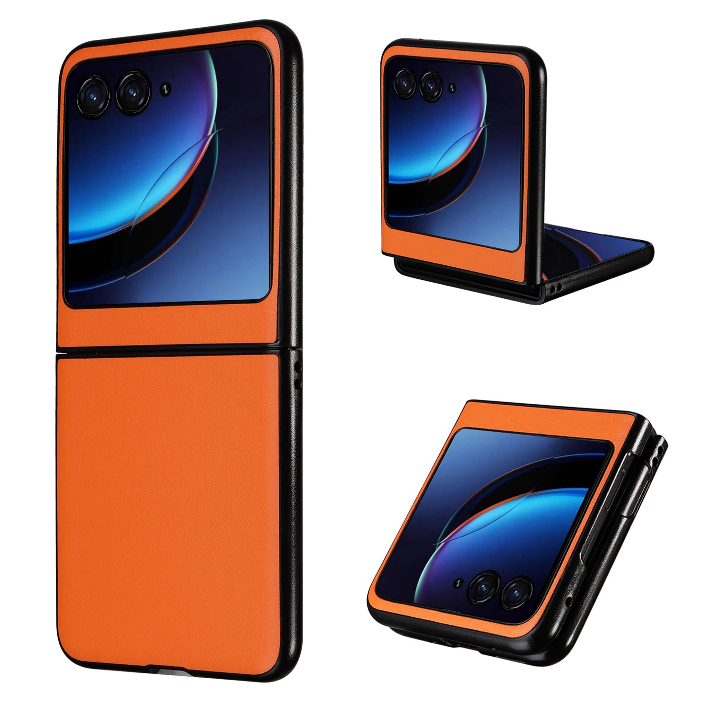 Uniqkart for Motorola Razr 40 Ultra 5G Drop-Proof Phone Cover Shockproof Slim PU+PC Phone Case - Orange