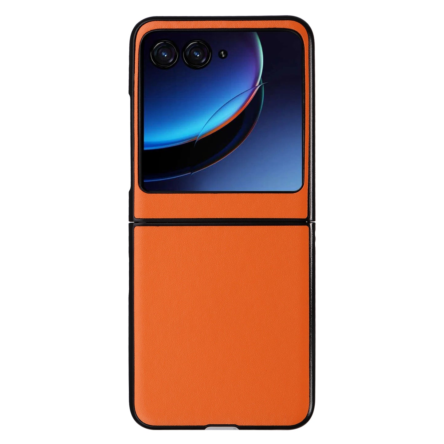 Uniqkart for Motorola Razr 40 Ultra 5G Drop-Proof Phone Cover Shockproof Slim PU+PC Phone Case - Orange